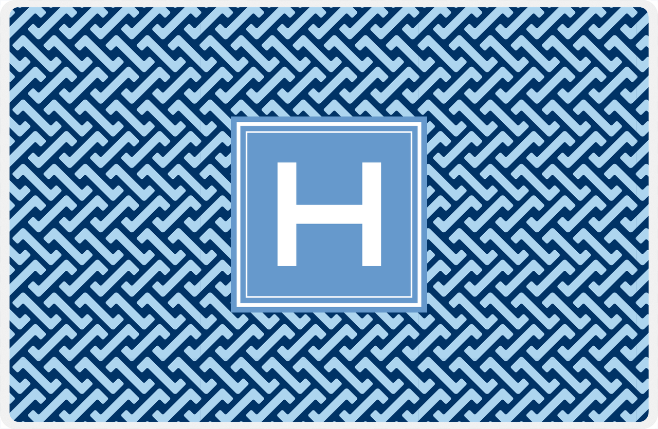Personalized Mod Placemat - Navy and Light Blue - Glacier Square Frame -  View