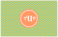 Thumbnail for Personalized Mod Placemat - Viking Blue and Mustard - Tangerine Circle Frame -  View
