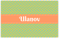 Thumbnail for Personalized Mod Placemat - Viking Blue and Mustard - Tangerine Ribbon Frame -  View