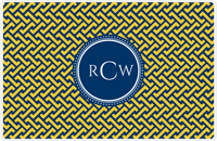 Thumbnail for Personalized Mod Placemat - Navy and Mustard - Navy Circle Frame -  View