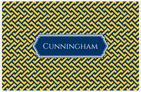 Thumbnail for Personalized Mod Placemat - Navy and Mustard - Navy Decorative Rectangle Frame -  View
