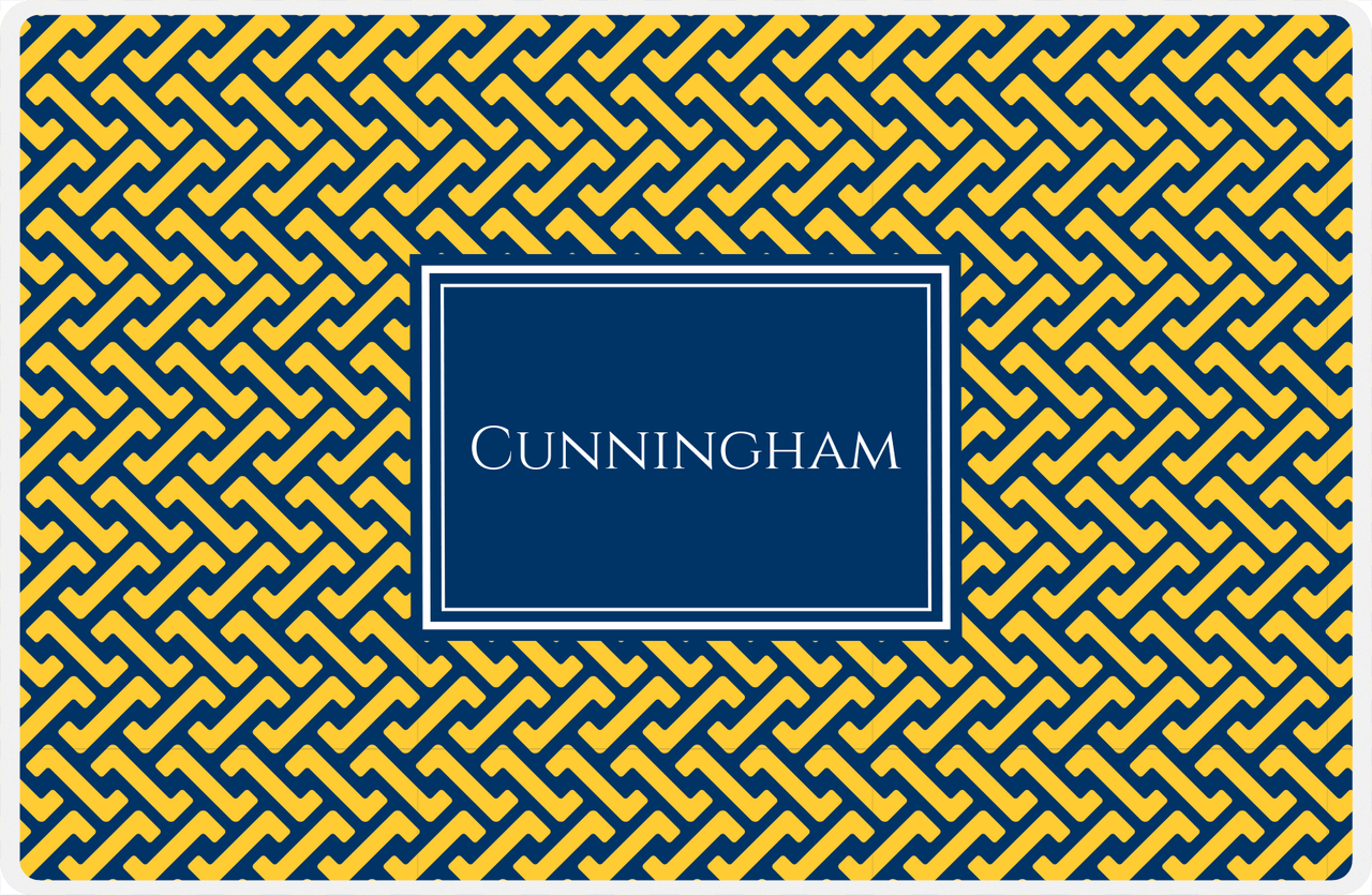 Personalized Mod Placemat - Navy and Mustard - Navy Rectangle Frame -  View