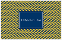 Thumbnail for Personalized Mod Placemat - Navy and Mustard - Navy Rectangle Frame -  View