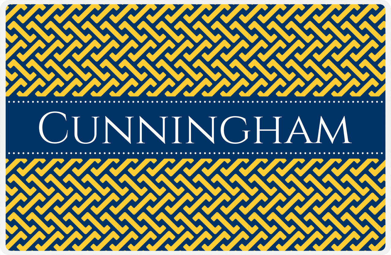 Personalized Mod Placemat - Navy and Mustard - Navy Ribbon Frame -  View