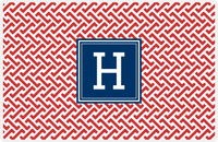 Thumbnail for Personalized Mod Placemat - Cherry Red and White - Navy Square Frame -  View