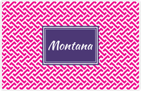 Thumbnail for Personalized Mod Placemat - Hot Pink and White - Indigo Rectangle Frame -  View