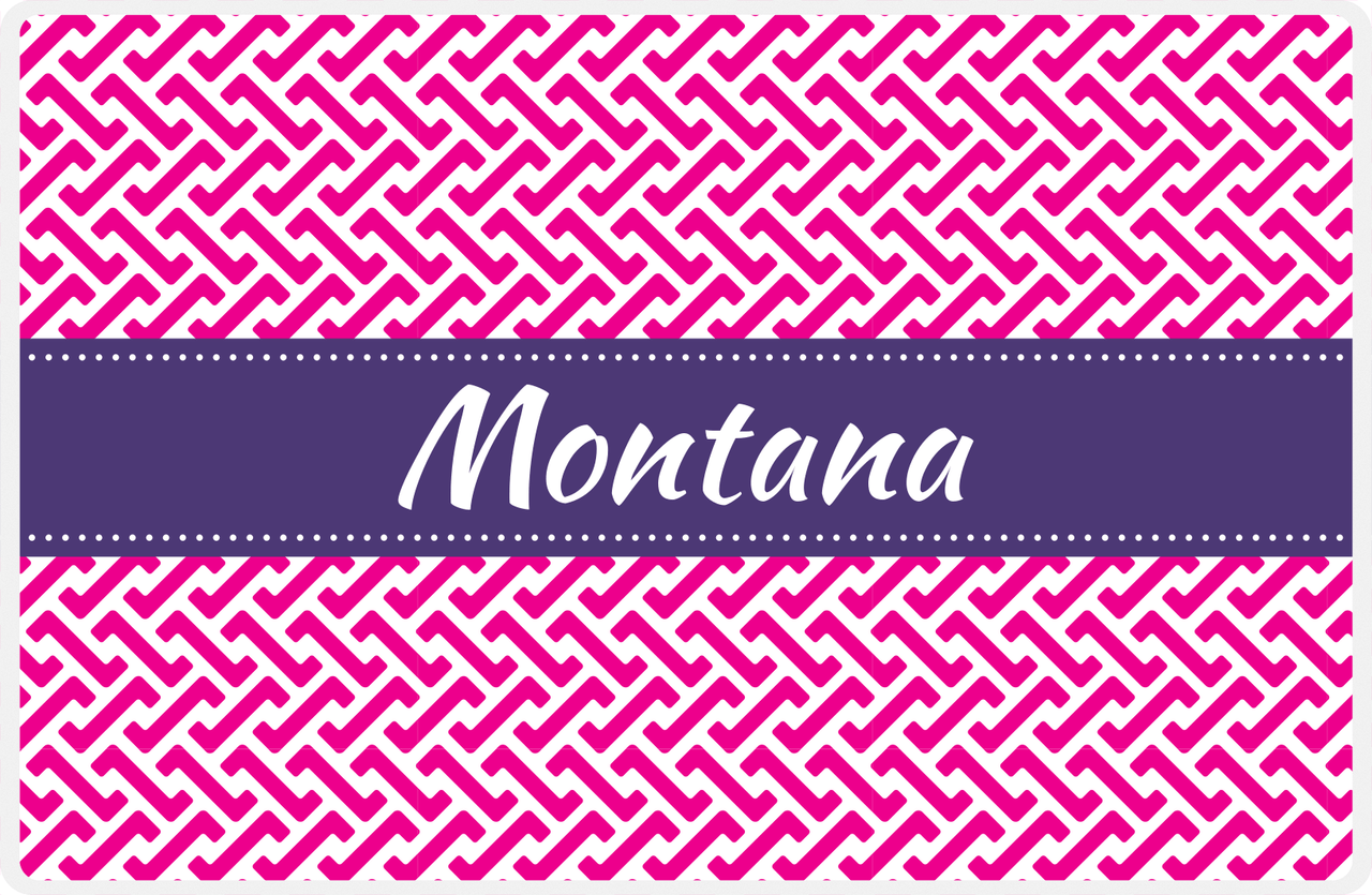 Personalized Mod Placemat - Hot Pink and White - Indigo Ribbon Frame -  View