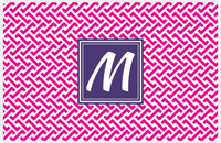 Thumbnail for Personalized Mod Placemat - Hot Pink and White - Indigo Square Frame -  View