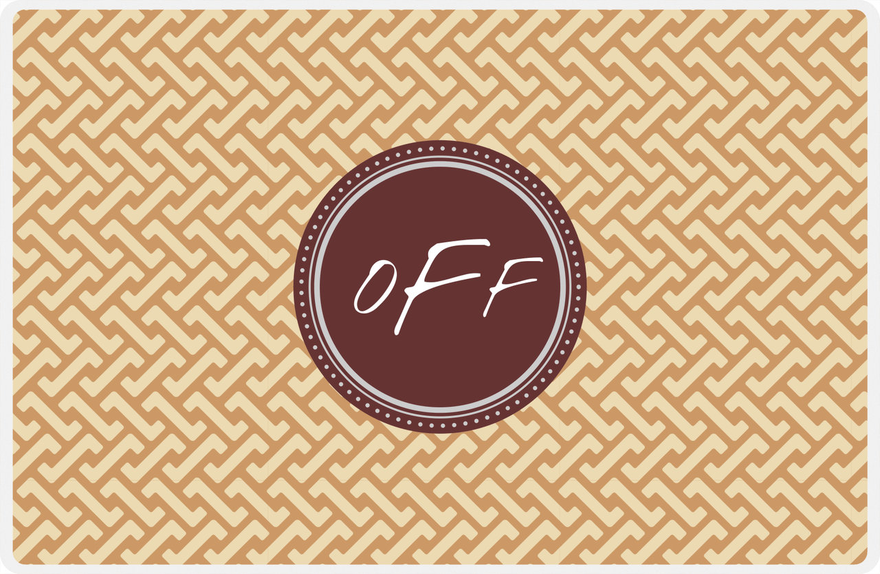 Personalized Mod Placemat - Light Brown and Champagne - Brown Circle Frame -  View