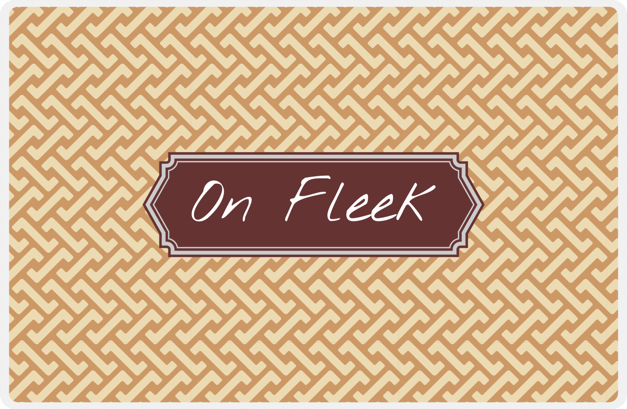Personalized Mod Placemat - Light Brown and Champagne - Brown Decorative Rectangle Frame -  View