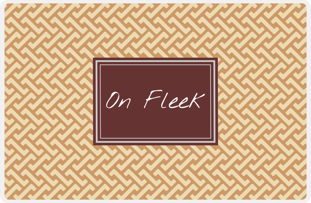 Personalized Mod Placemat - Light Brown and Champagne - Brown Rectangle Frame -  View