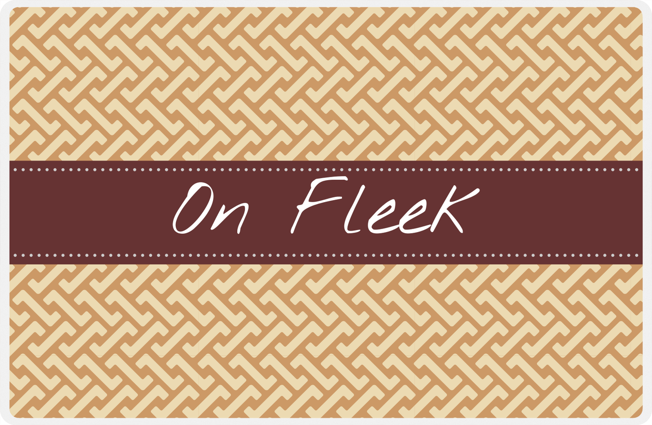 Personalized Mod Placemat - Light Brown and Champagne - Brown Ribbon Frame -  View