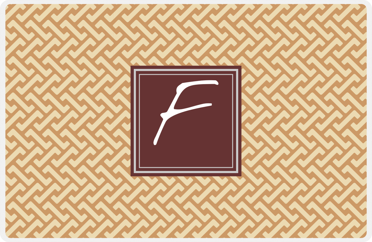 Personalized Mod Placemat - Light Brown and Champagne - Brown Square Frame -  View