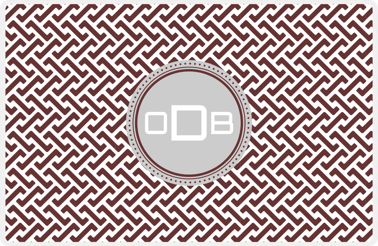 Personalized Mod Placemat - Brown and White - Light Grey Circle Frame -  View