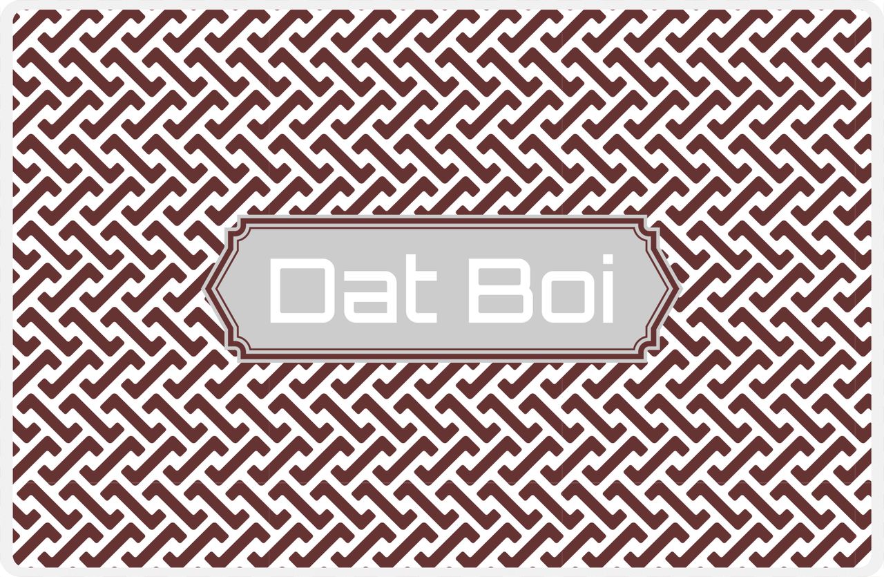 Personalized Mod Placemat - Brown and White - Light Grey Decorative Rectangle Frame -  View