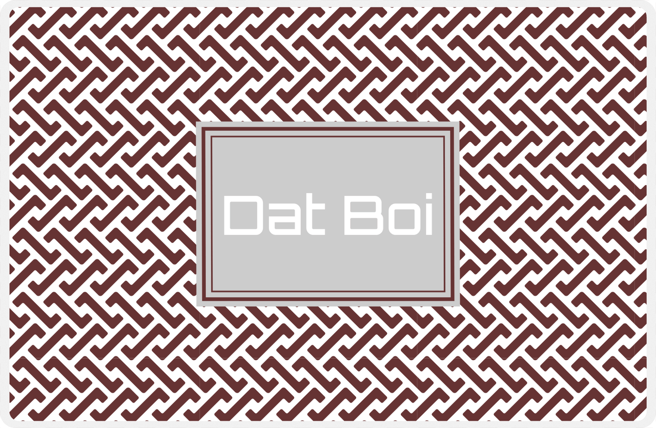Personalized Mod Placemat - Brown and White - Light Grey Rectangle Frame -  View
