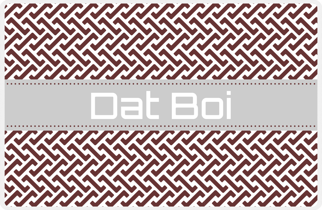 Personalized Mod Placemat - Brown and White - Light Grey Ribbon Frame -  View