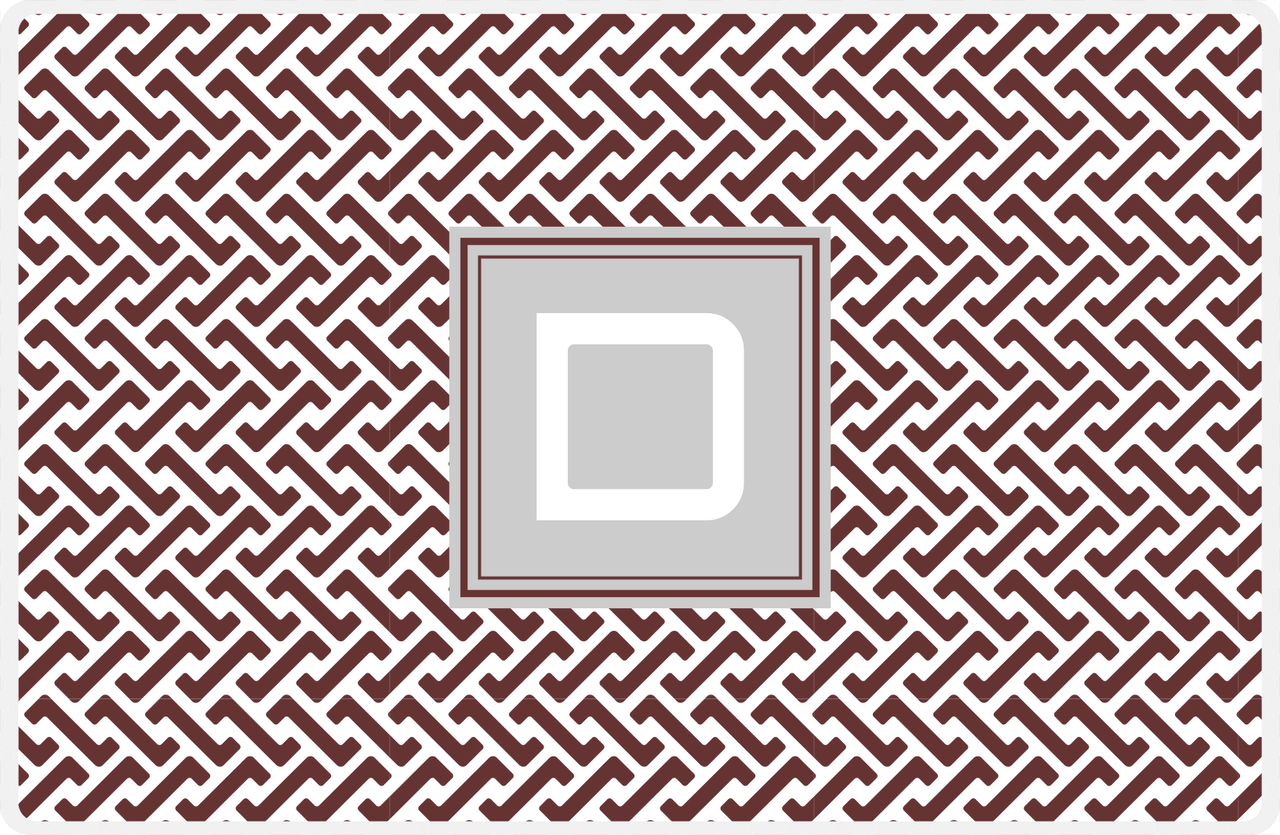 Personalized Mod Placemat - Brown and White - Light Grey Square Frame -  View