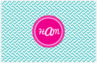 Thumbnail for Personalized Mod Placemat - Viking Blue and White - Hot Pink Circle Frame -  View