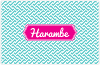 Thumbnail for Personalized Mod Placemat - Viking Blue and White - Hot Pink Decorative Rectangle Frame -  View