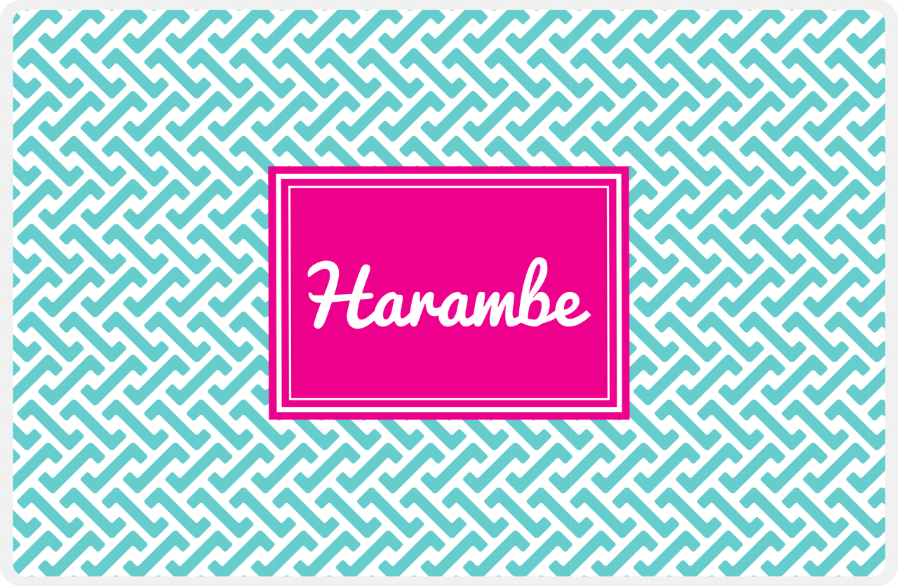 Personalized Mod Placemat - Viking Blue and White - Hot Pink Rectangle Frame -  View