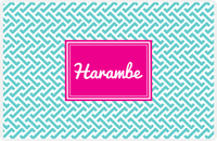 Thumbnail for Personalized Mod Placemat - Viking Blue and White - Hot Pink Rectangle Frame -  View