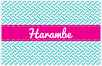 Thumbnail for Personalized Mod Placemat - Viking Blue and White - Hot Pink Ribbon Frame -  View