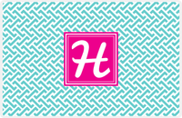 Thumbnail for Personalized Mod Placemat - Viking Blue and White - Hot Pink Square Frame -  View