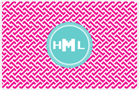 Thumbnail for Personalized Mod Placemat - Hot Pink and White - Viking Blue Circle Frame -  View