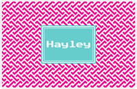 Thumbnail for Personalized Mod Placemat - Hot Pink and White - Viking Blue Rectangle Frame -  View