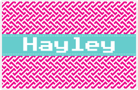 Thumbnail for Personalized Mod Placemat - Hot Pink and White - Viking Blue Ribbon Frame -  View