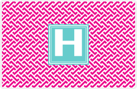 Thumbnail for Personalized Mod Placemat - Hot Pink and White - Viking Blue Square Frame -  View