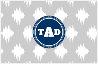 Thumbnail for Personalized Montauk Placemat - Light Grey and White - Navy Circle Frame -  View