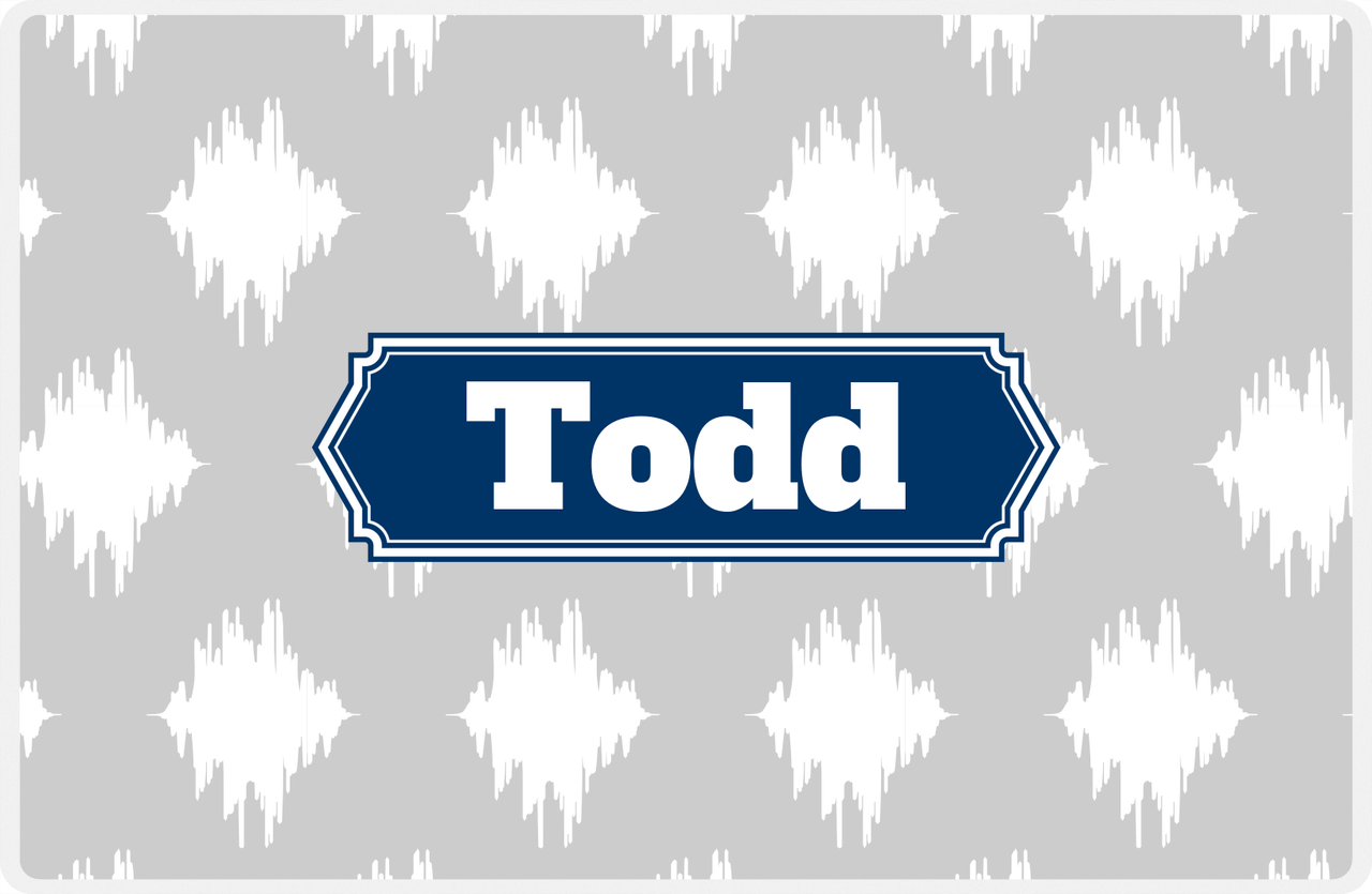 Personalized Montauk Placemat - Light Grey and White - Navy Decorative Rectangle Frame -  View