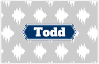 Thumbnail for Personalized Montauk Placemat - Light Grey and White - Navy Decorative Rectangle Frame -  View