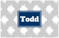 Thumbnail for Personalized Montauk Placemat - Light Grey and White - Navy Rectangle Frame -  View