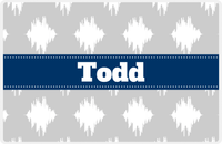 Thumbnail for Personalized Montauk Placemat - Light Grey and White - Navy Ribbon Frame -  View