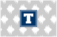 Thumbnail for Personalized Montauk Placemat - Light Grey and White - Navy Square Frame -  View