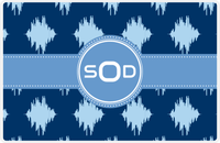 Thumbnail for Personalized Montauk Placemat - Navy and Light Blue - Glacier Circle Frame with Ribbon -  View