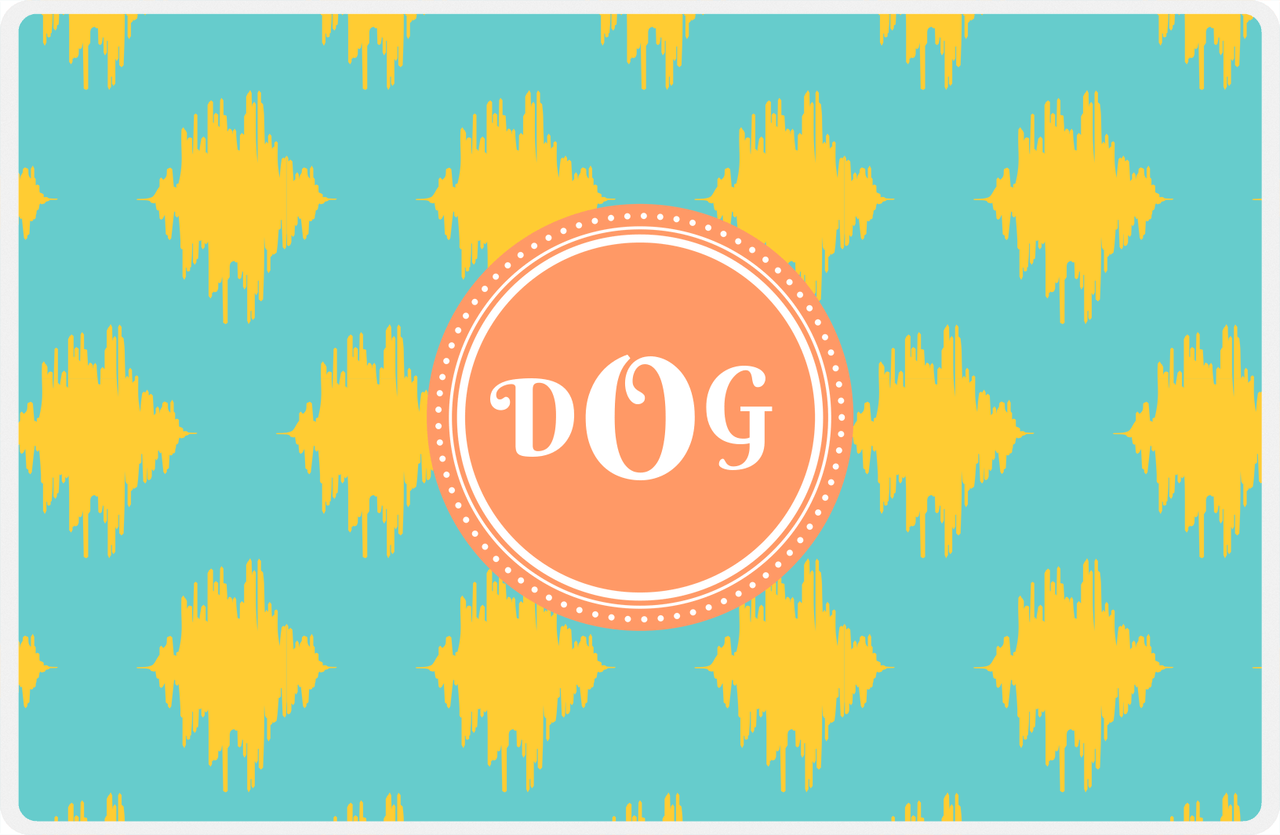 Personalized Montauk Placemat - Viking Blue and Mustard - Tangerine Circle Frame -  View
