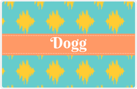Thumbnail for Personalized Montauk Placemat - Viking Blue and Mustard - Tangerine Ribbon Frame -  View