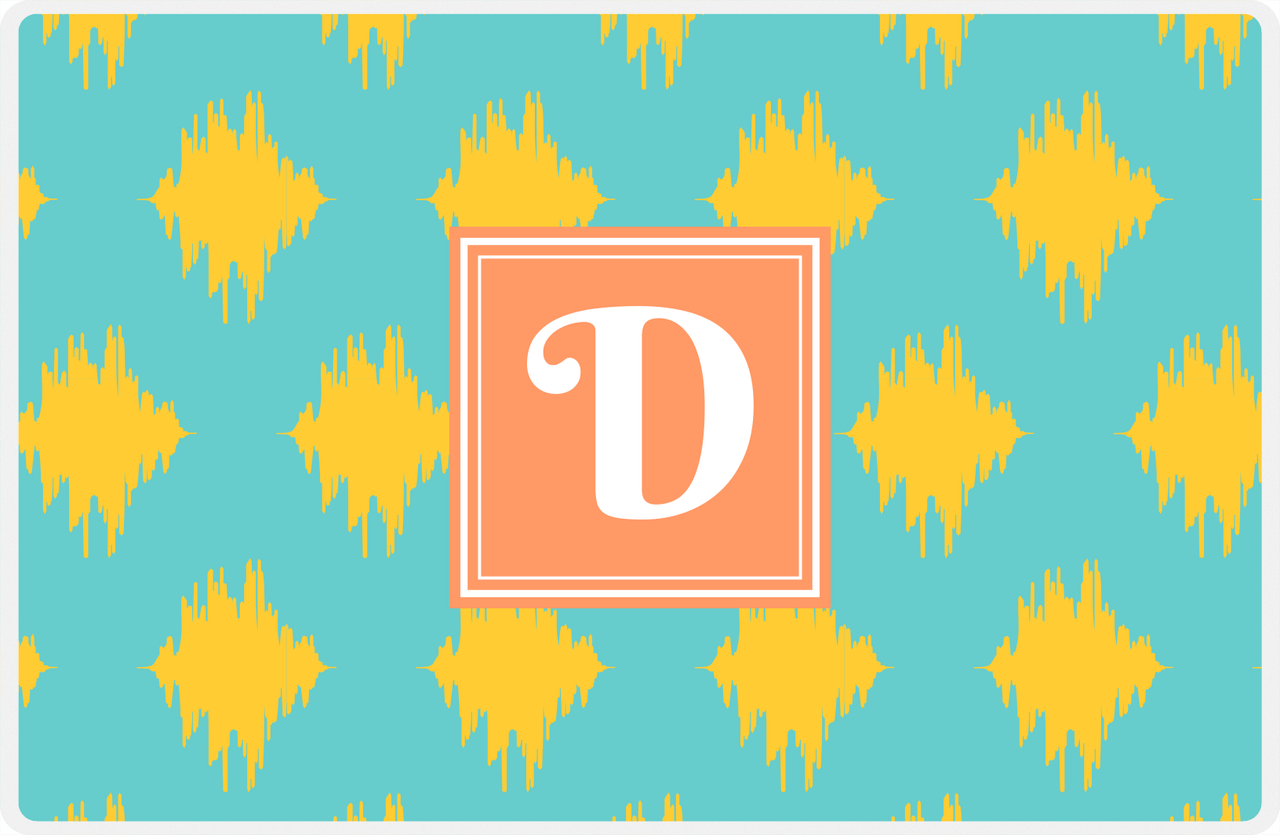 Personalized Montauk Placemat - Viking Blue and Mustard - Tangerine Square Frame -  View