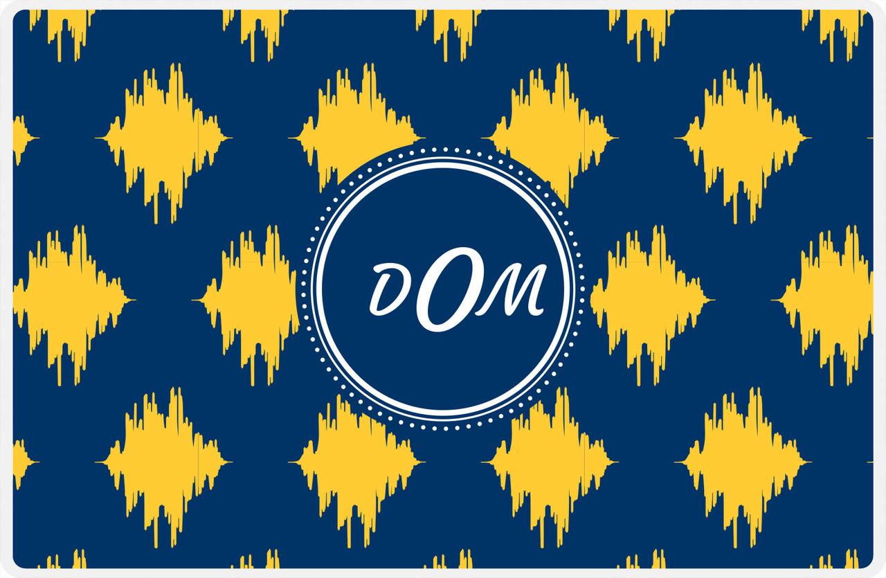 Personalized Montauk Placemat - Navy and Mustard - Navy Circle Frame -  View