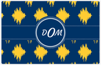 Thumbnail for Personalized Montauk Placemat - Navy and Mustard - Navy Circle Frame with Ribbon -  View