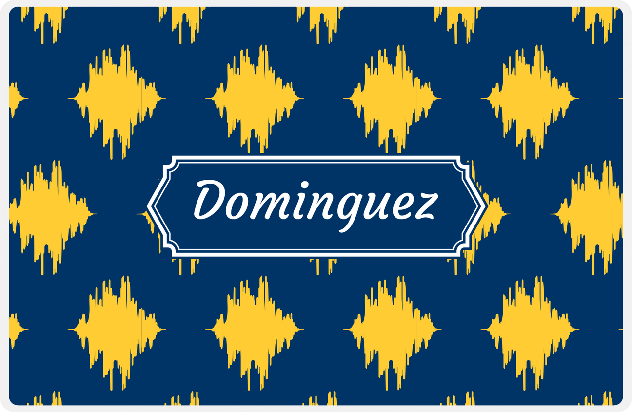 Personalized Montauk Placemat - Navy and Mustard - Navy Decorative Rectangle Frame -  View