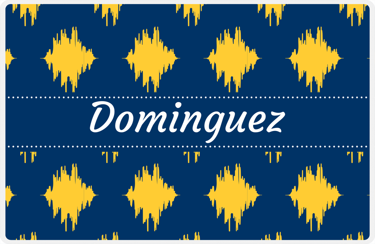 Personalized Montauk Placemat - Navy and Mustard - Navy Ribbon Frame -  View