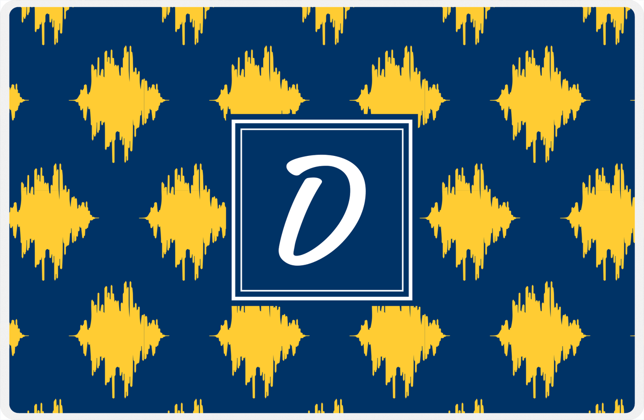 Personalized Montauk Placemat - Navy and Mustard - Navy Square Frame -  View