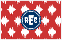 Thumbnail for Personalized Montauk Placemat - Cherry Red and White - Navy Circle Frame -  View