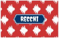 Thumbnail for Personalized Montauk Placemat - Cherry Red and White - Navy Decorative Rectangle Frame -  View