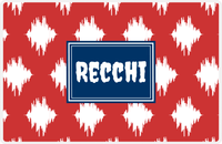 Thumbnail for Personalized Montauk Placemat - Cherry Red and White - Navy Rectangle Frame -  View